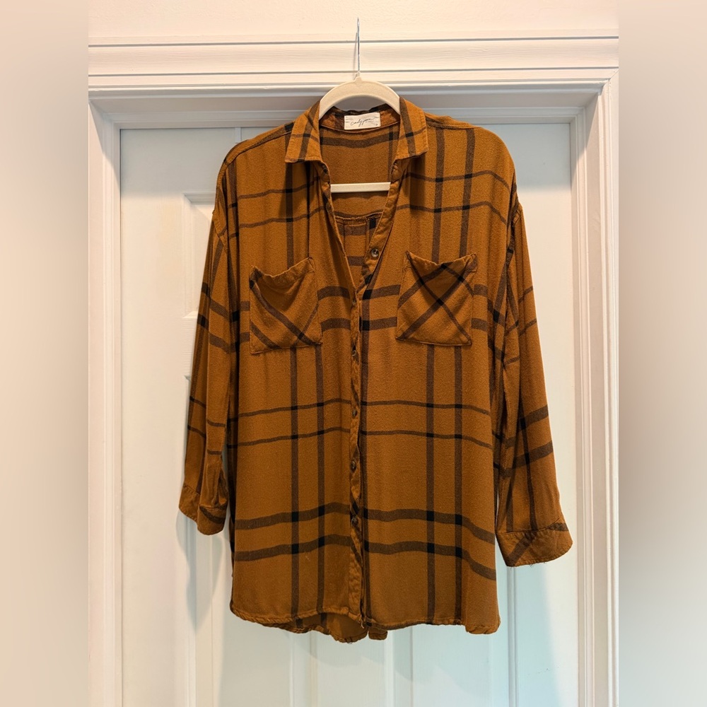 CJLA Brown & Black Plaid Shirt